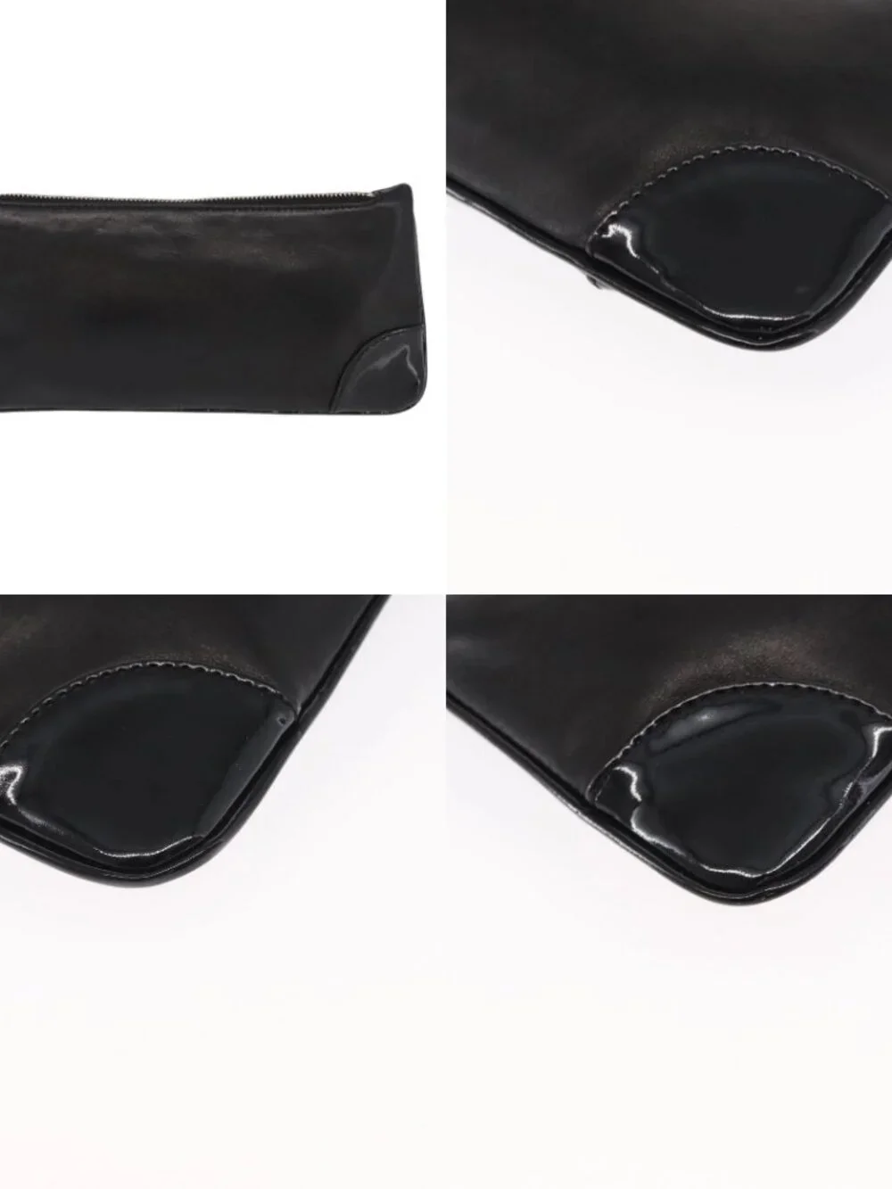 CHANEL Camelia Clutch Bag Lamb Skin Black Silver CC Auth BA9202V